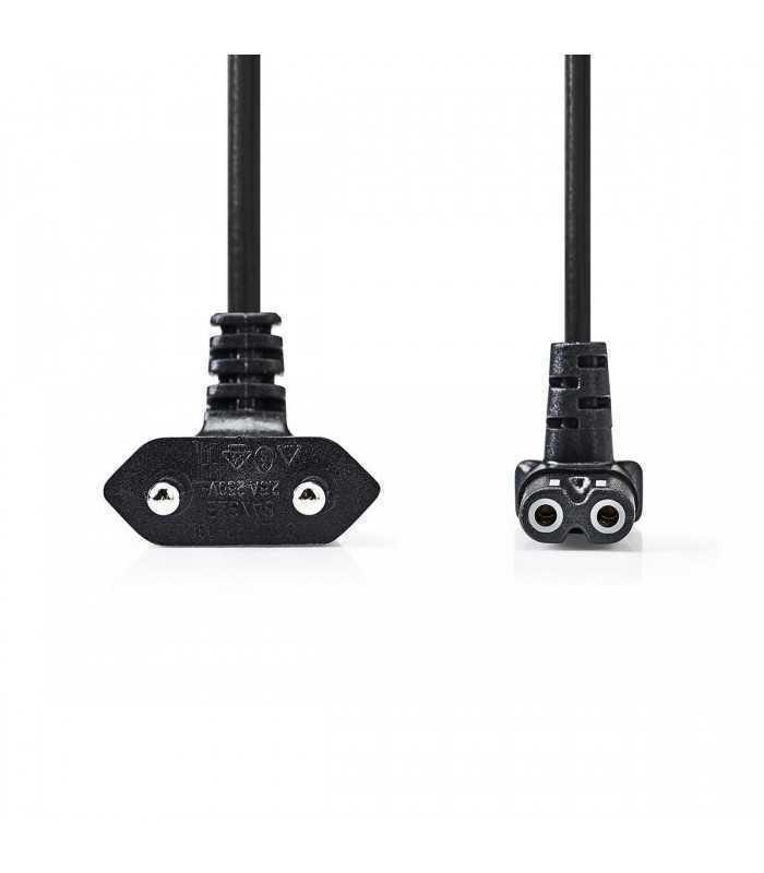 cablu alimentare euro cotit tata 2 pini iec 320 c7 cotit 2m nedis 1