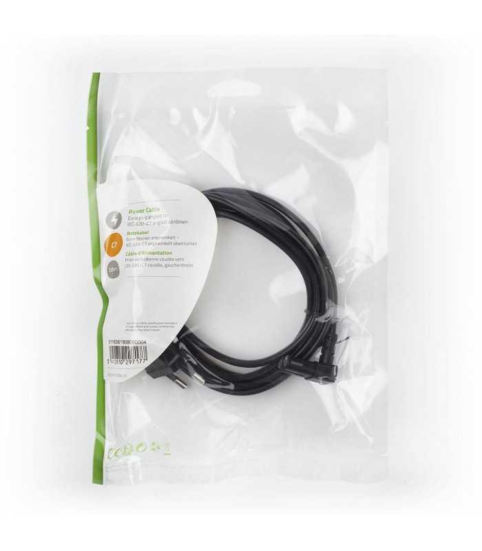 cablu alimentare euro cotit tata 2 pini iec 320 c7 cotit 2m nedis 2