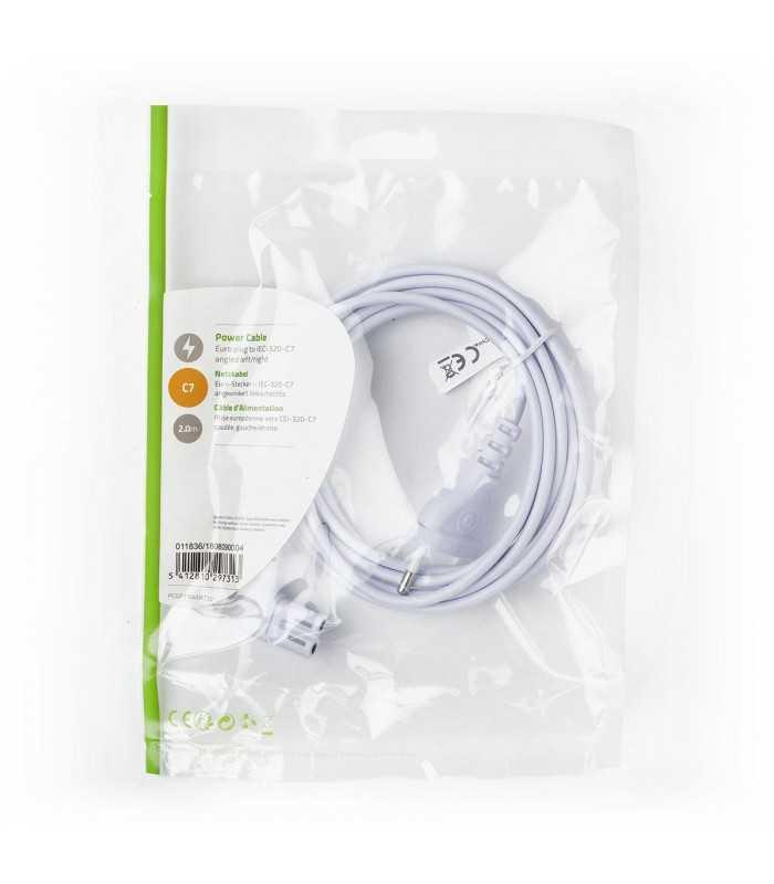 cablu alimentare euro tata 2 pini iec 320 c7 cotit 2m alb nedis 2