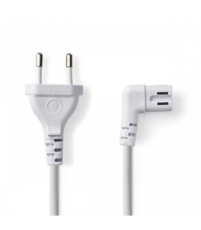 Cablu alimentare Euro tata - 2 Pini IEC-320-C7 cotit 2m alb Nedis