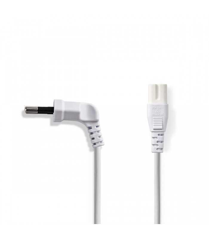 Cablu alimentare Euro tata cotit - 2 Pini IEC-320-C7 2m alb Nedis