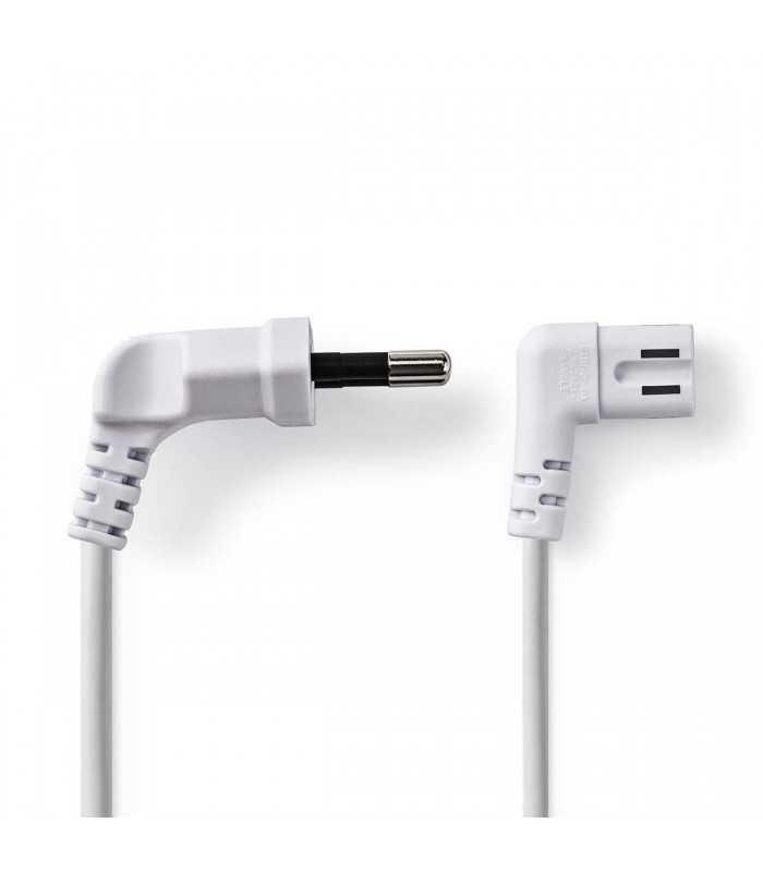Cablu alimentare Euro tata cotit - 2 Pini IEC-320-C7 cotit 2m alb Nedis