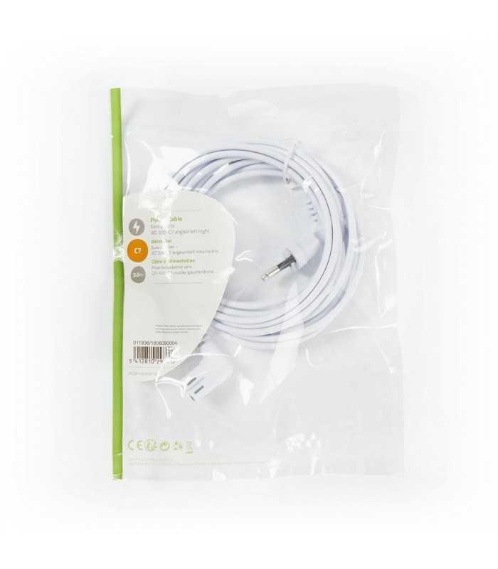 cablu alimentare euro tata cotit 2 pini iec 320 c7 cotit 3m alb nedis 2
