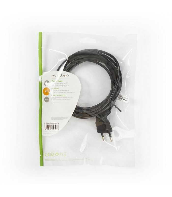 cablu alimentare euro tata cotit 2 pini iec 320 c7 cotit 3m nedis 2
