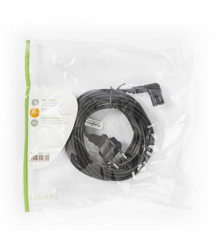 cablu alimentare euro tata cotit 2 pini iec 320 c7 cotit 5m nedis 2