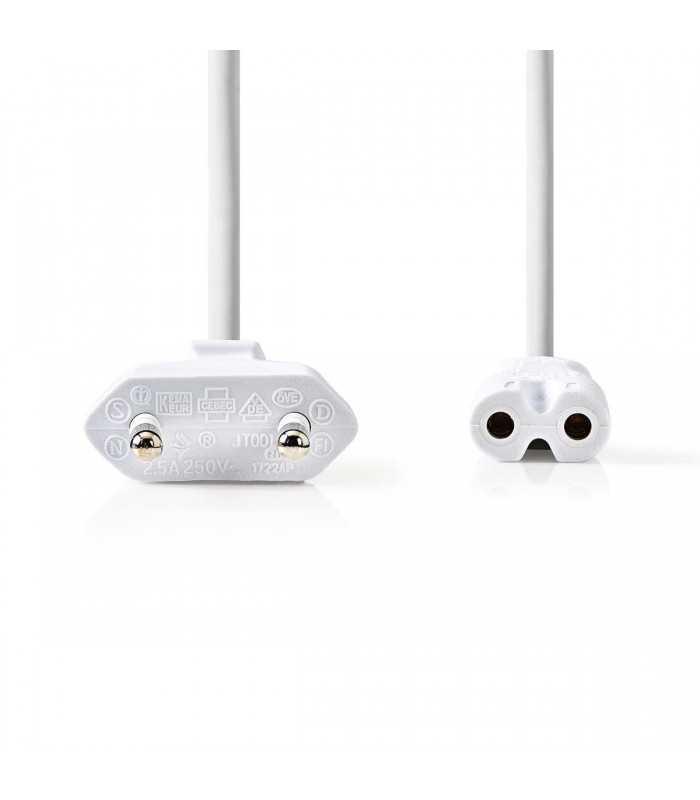 cablu alimentare euro tata iec 320 c7 3m alb nedis 1