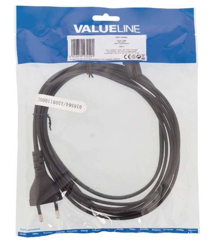 cablu alimentare priza tata euro 2 pini in unghi 3m valueline 2