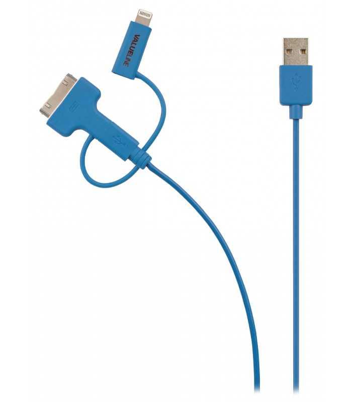 cablu alimentare si sincronizare albastru usb 20 micro usb adaptor lightning apple dock 30pini 1m cupru valueline 1