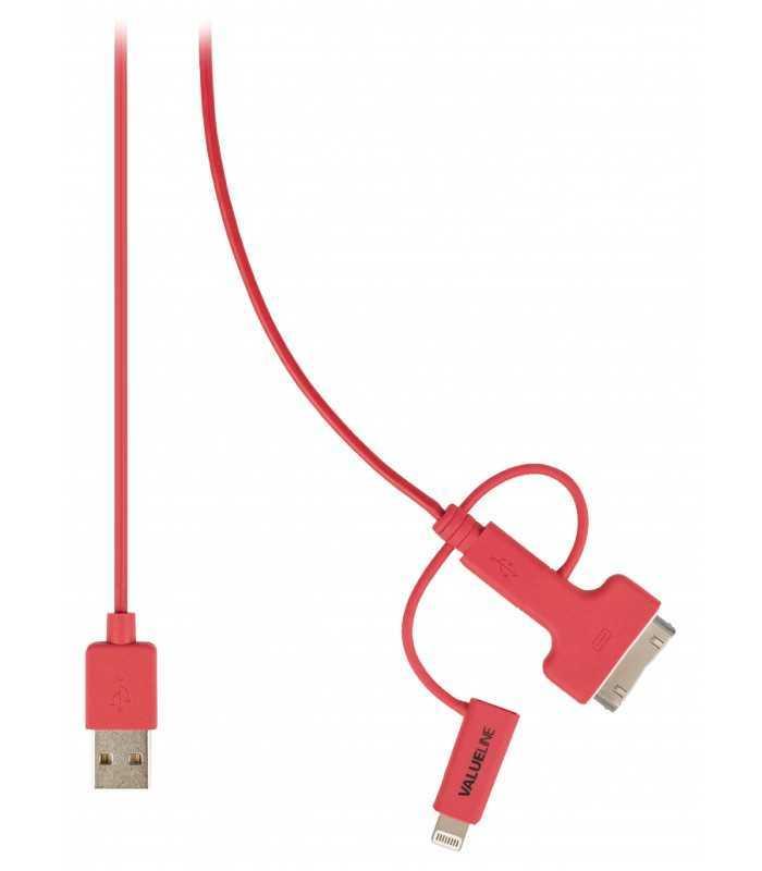 cablu alimentare si sincronizare rosu usb 20 micro usb adaptor lightning apple dock 30pini 1m cupru valueline 1