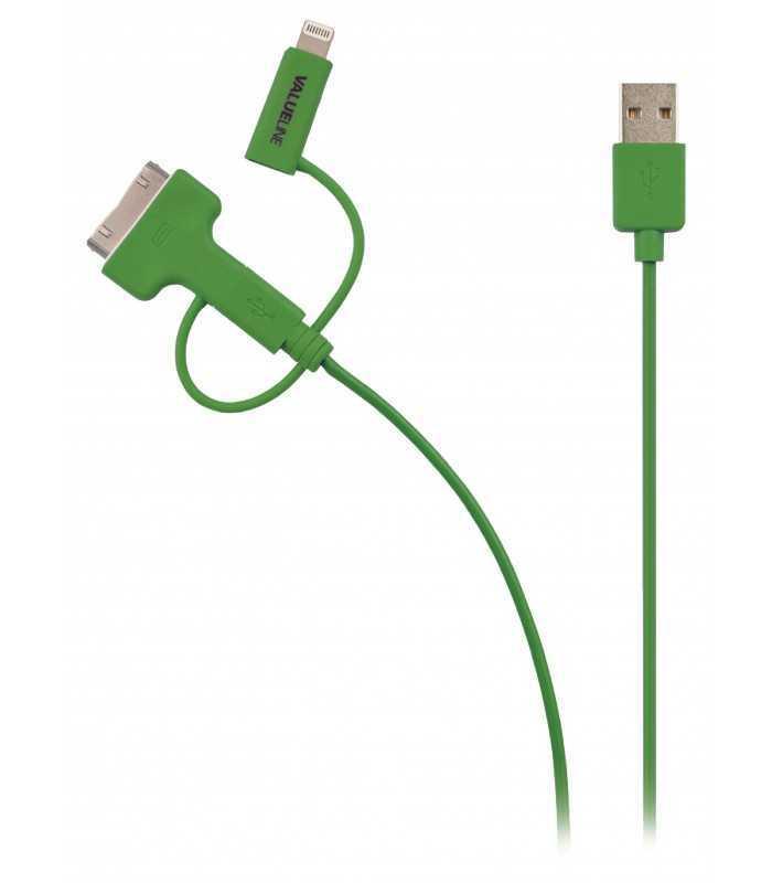 cablu alimentare si sincronizare verde usb 20 micro usb adaptor lightning apple dock 30pini 1m cupru valueline 1