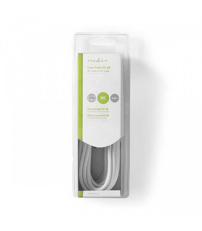 cablu antena coaxial tata coaxial tata 5m alb nedis 2