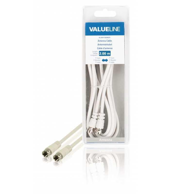 Cablu antena F tata - F tata 2m alb VALUELINE