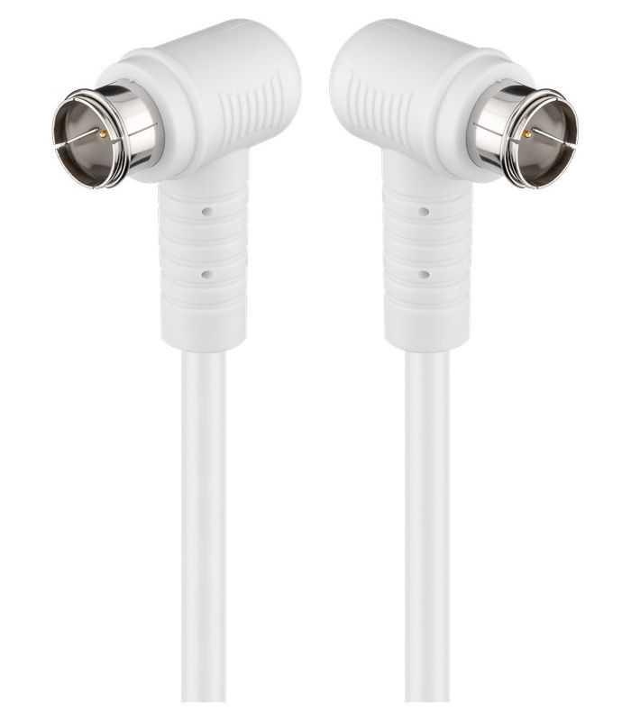 Cablu antena SAT 90 grade 80dB dublu ecranat 1.5m F tata rapida 90 - F tata rapida 90 complet ecranate alb Goobay 67341