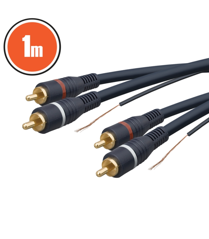 Cablu audio 2x RCA - 2x RCA 1m dublu ecranat cu fir remote