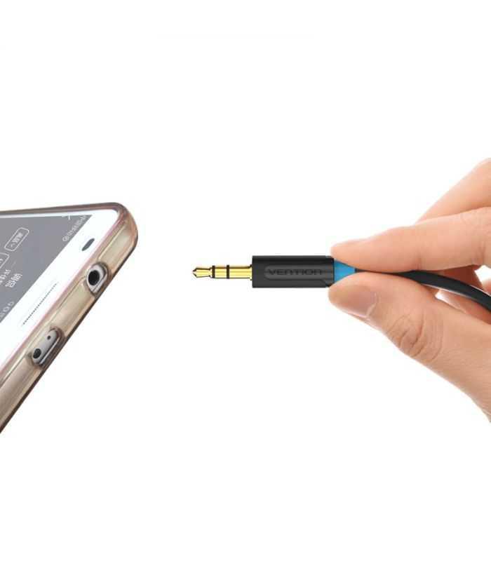 Cablu Audio 3m 4mm Jack 35 Mm 3pin Mufa Tata 2x Jack 63 Mm Mufa Tata Cupru Aurit Negru Pvc Vention Bacbi