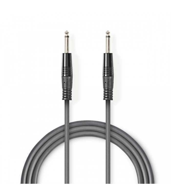 Cablu audio 3m Jack Mono 6.35 mm tata - Jack Mono 6.35 mm tata Nedis