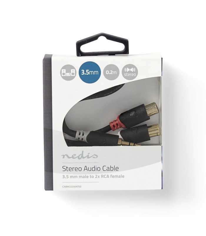 cablu audio adaptor jack 35 mm stereo tata 2x rca mama 02m nedis 2