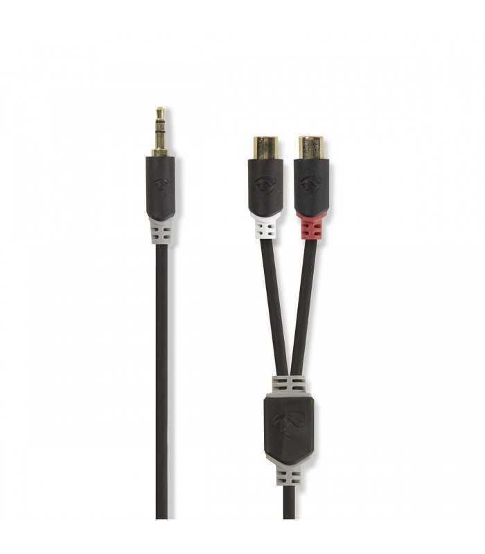 Cablu audio adaptor Jack 3.5 mm Stereo tata - 2x RCA mama 0.2m Nedis