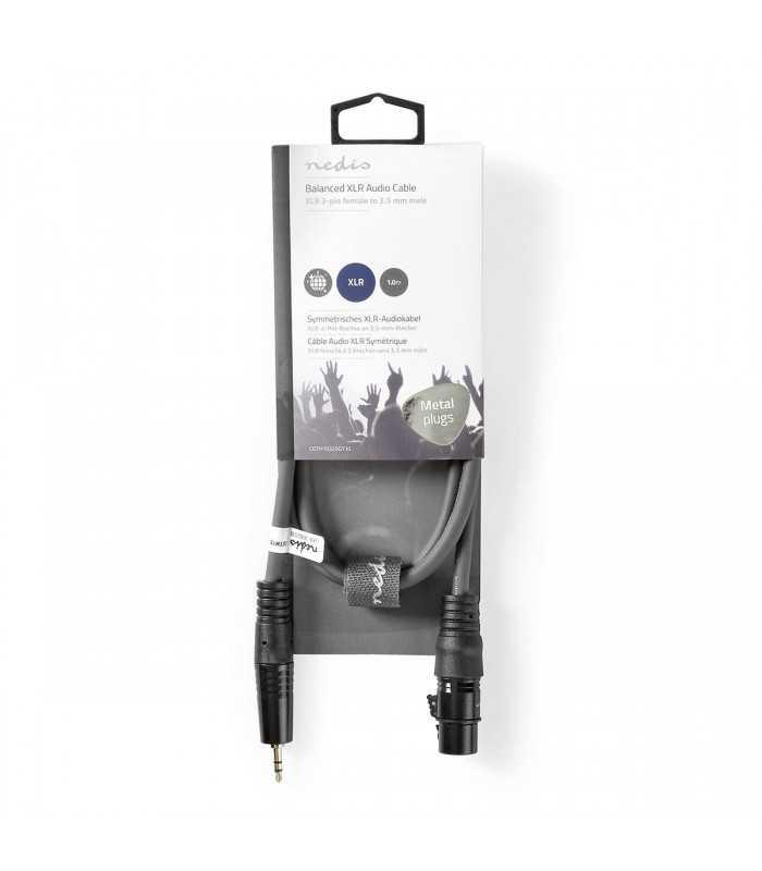 cablu audio balansat xlr 3 pini mama jack 35 mm tata stereo 1m gri nedis 2