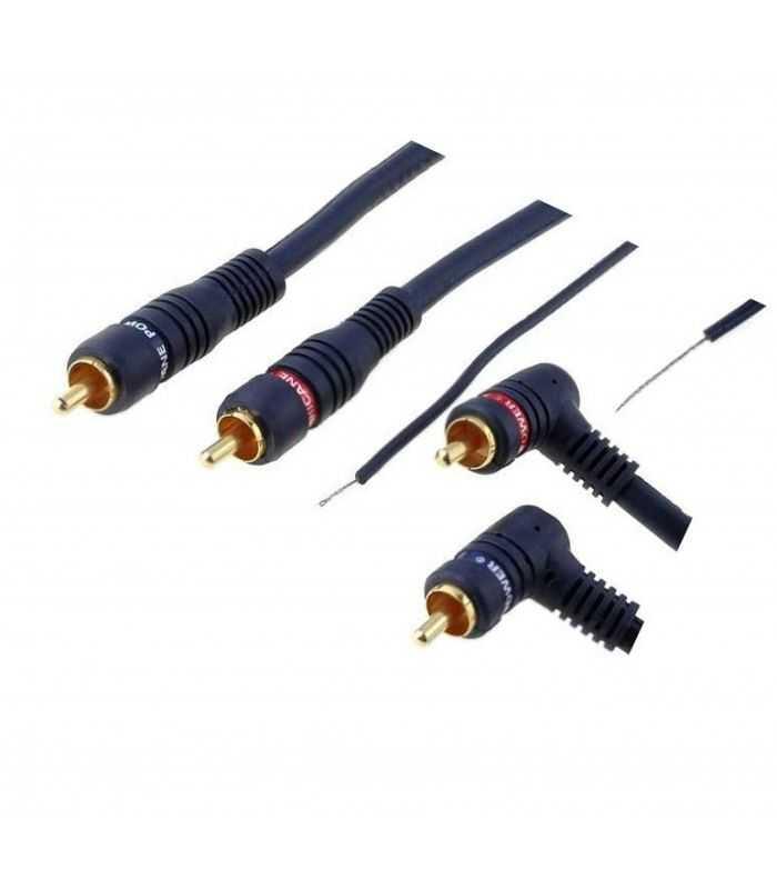 Cablu audio cu remote 2x RCA tata - 2x RCA tata la 90 grade 5m albastru 4CARMEDIA 11010