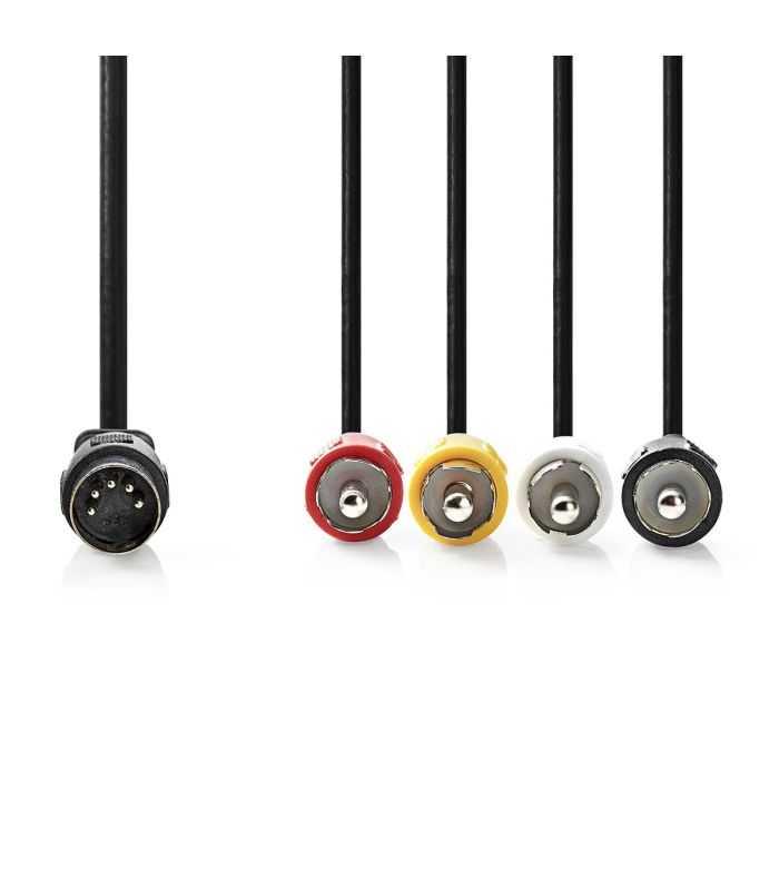 Cablu Audio Din 5pin Tata 4x Rca Tata 1m Nedis Cagl20400bk10