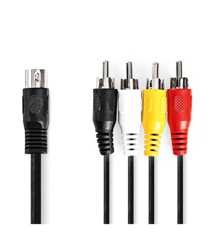 Cablu audio DIN 5pin tata - 4x RCA tata 1m Nedis CAGL20400BK10