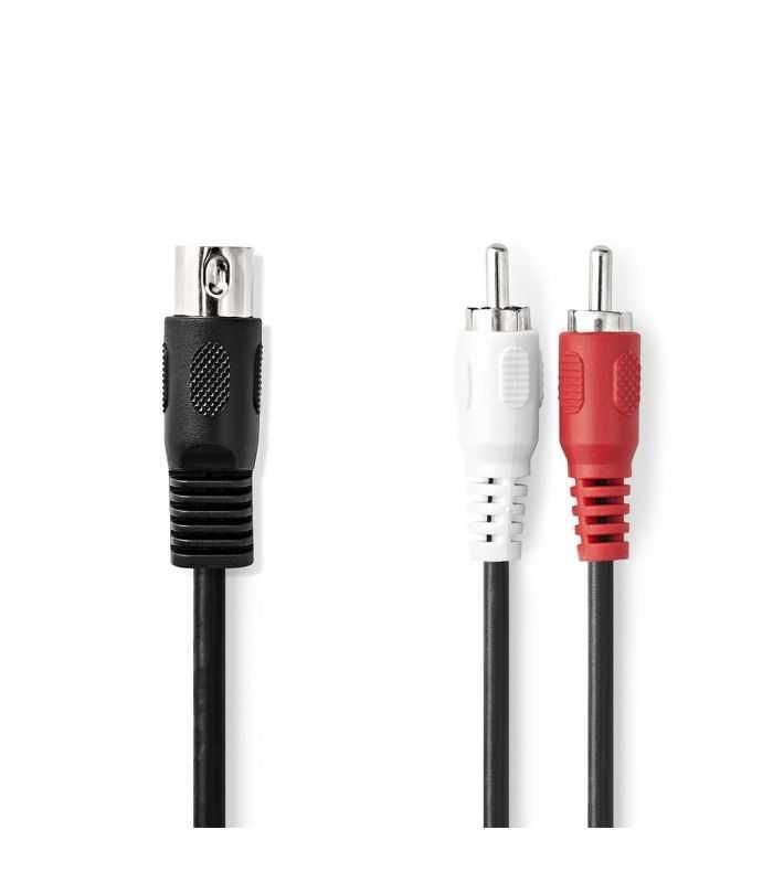 Cablu audio DIN 5pini tata - 2x RCA tata 1m Nedis CAGL20200BK10