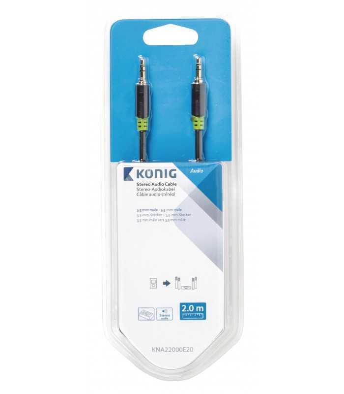 cablu audio ecranat jack stereo 35 mm tata tata 2m gri konig 3