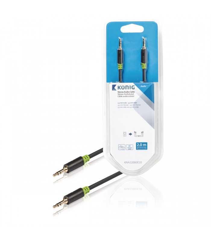 Cablu audio ecranat Jack Stereo 3.5 mm tata-tata 2m gri Konig