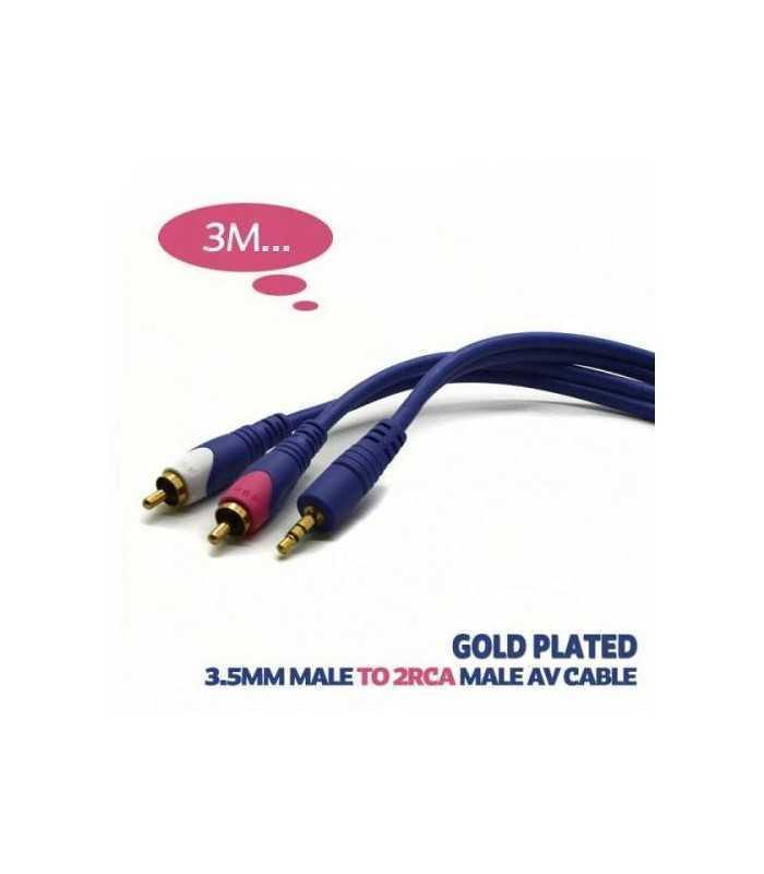 Cablu audio Jack 3.5 mm la 2x RCA 3m aurit