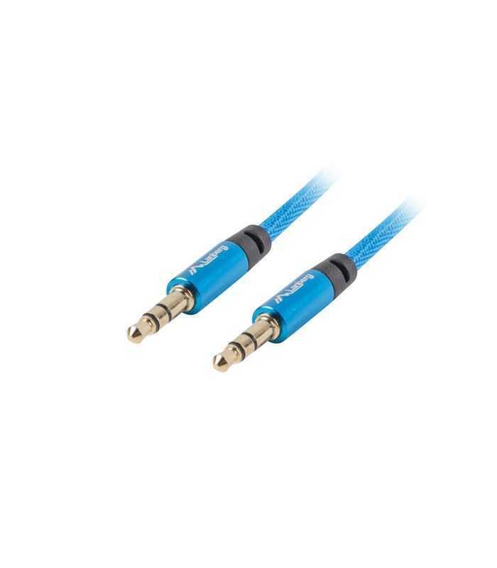 Cablu audio Jack 3.5 mm tata-tata albastru panzat 1m Lanberg
