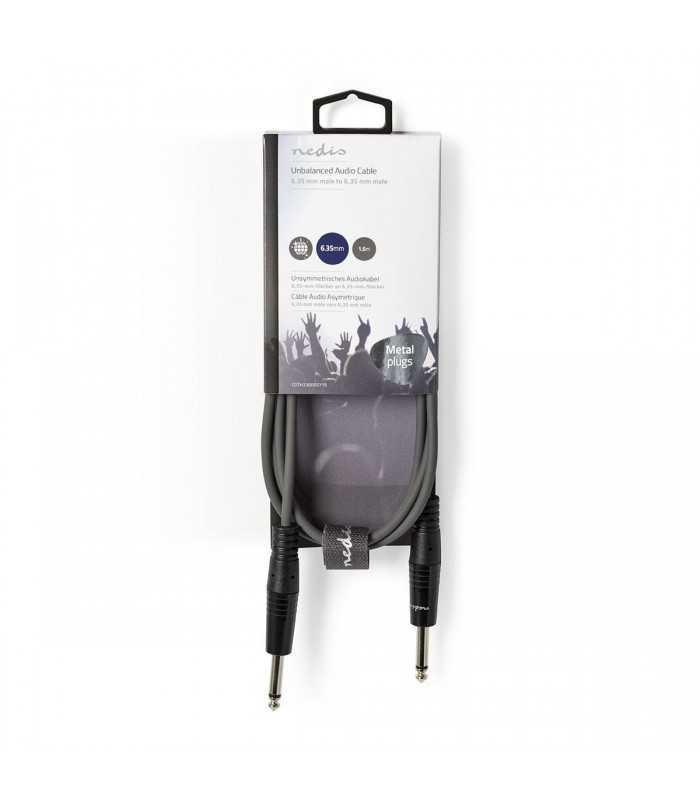 Cablu audio Jack Mono 6.35 mm tata - Jack Mono 6.3 mm tata 1.5m Nedis