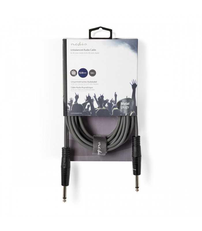 Cablu audio Jack Mono 6.35 mm tata - Jack Mono 6.35 mm tata 5m Nedis