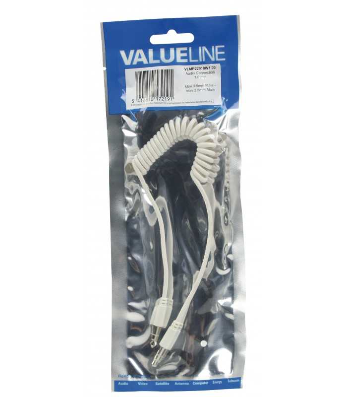 cablu audio jack spiralat 35 mm stereo tata la 35 mm stereo tata 1m valueline 2