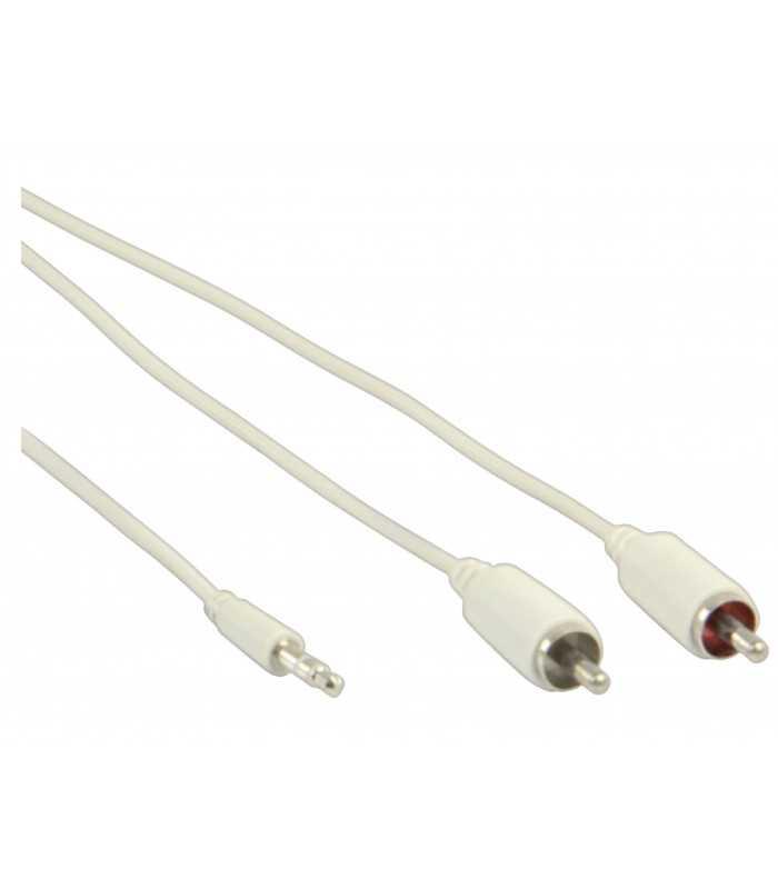 cablu audio jack stereo 35 mm tata 2x rca tata 1m alb valueline 1