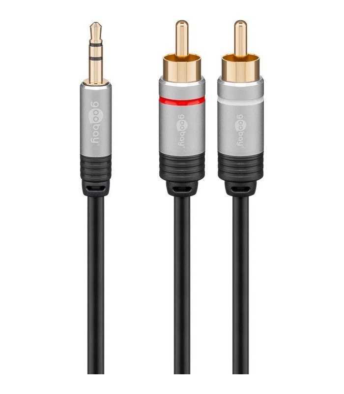 cablu audio jack stereo 35 mm tata 2x rca tata 5m dublu ecranat goobay plus 2