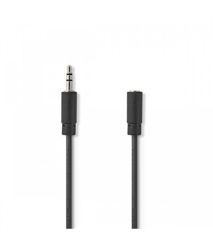 Cablu audio Jack Stereo 3.5 mm tata - 3.5 mm mama 2m negru Nedis