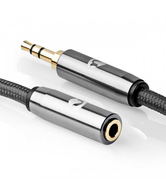 cablu audio jack stereo 35 mm tata 35 mm mama nedis 2m gri metal 1