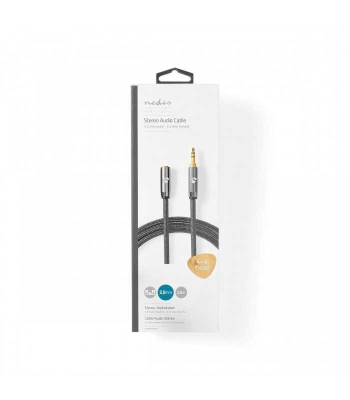 cablu audio jack stereo 35 mm tata 35 mm mama nedis 2m gri metal 6