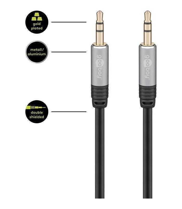 cablu audio jack stereo 35 mm tata 35 mm tata dublu ecranat 3m goobay plus 1