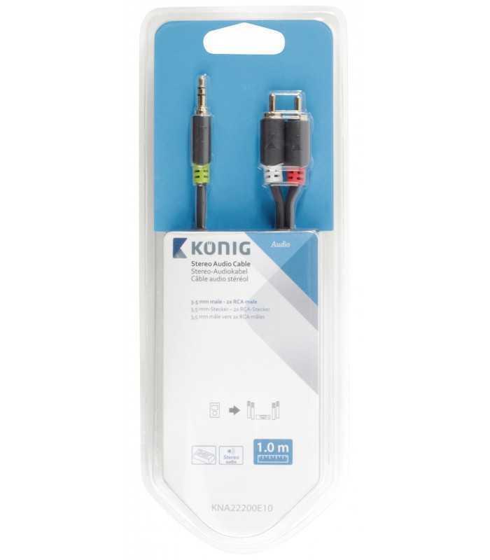 cablu audio jack stereo 35 mm tata tata 1m gri konig 3