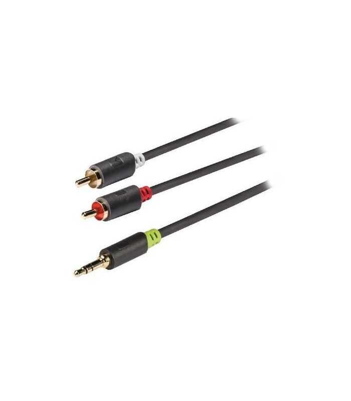 Cablu audio Jack stereo 3.5mm tata - 2x RCA tata 5m gri Konig