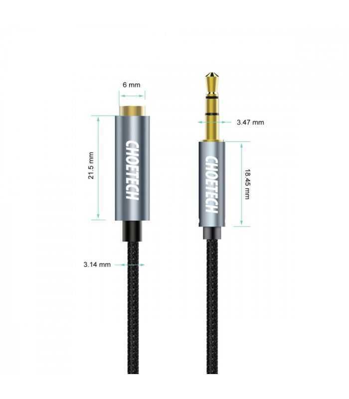 cablu audio jack stereo choetech aux001 35 mm tata 35 mm mama 2m negru 2