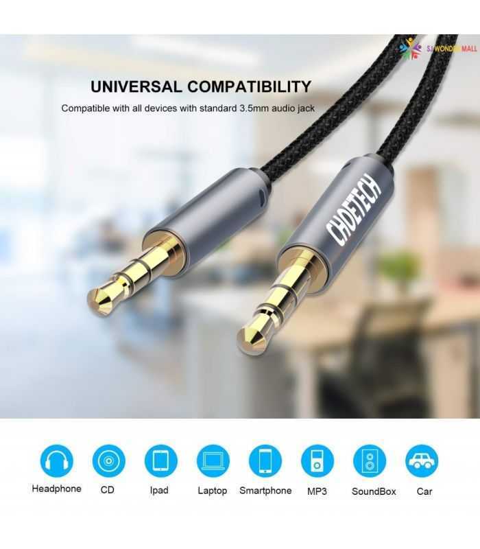 cablu audio jack stereo choetech aux002 35 mm tata 35 mm tata 12m negru 1