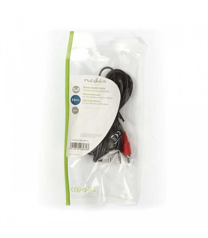 cablu audio jack stereo nedis 35 mm tata 2x rca tata 2m 2