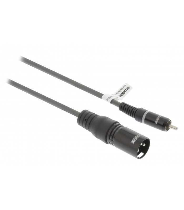 cablu audio mono xlr 3 pini tata rca tata 15m gri sweex 1