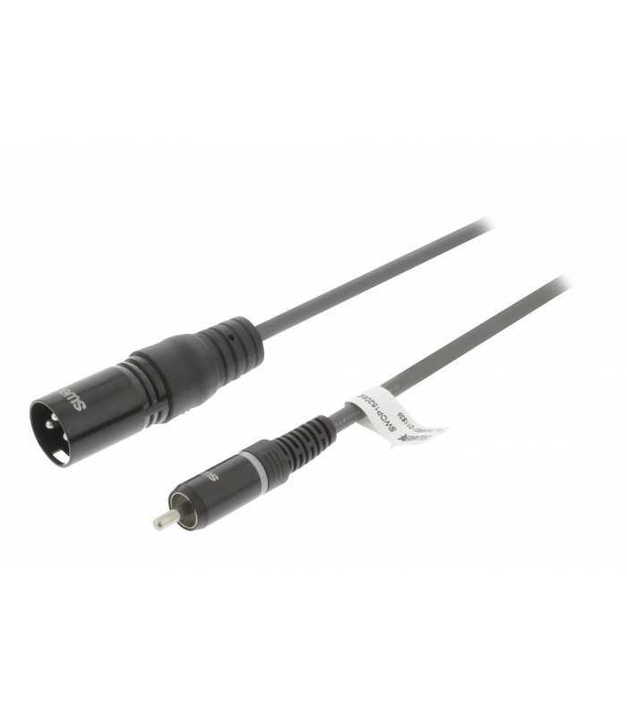 Cablu audio mono XLR 3 pini tata - RCA tata 1.5m gri Sweex