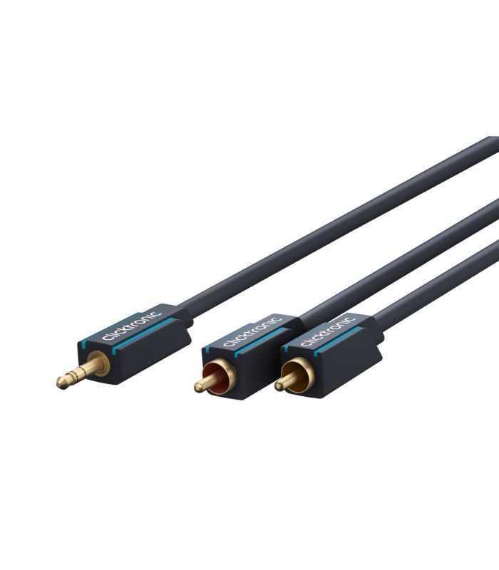 Cablu Audio Profesional Jack 35 Mm 2x Rca 15m 50ohm Ofc Cupru Dublu Ecaranat Fara Oxigen Awg23 Clicktronic 70473