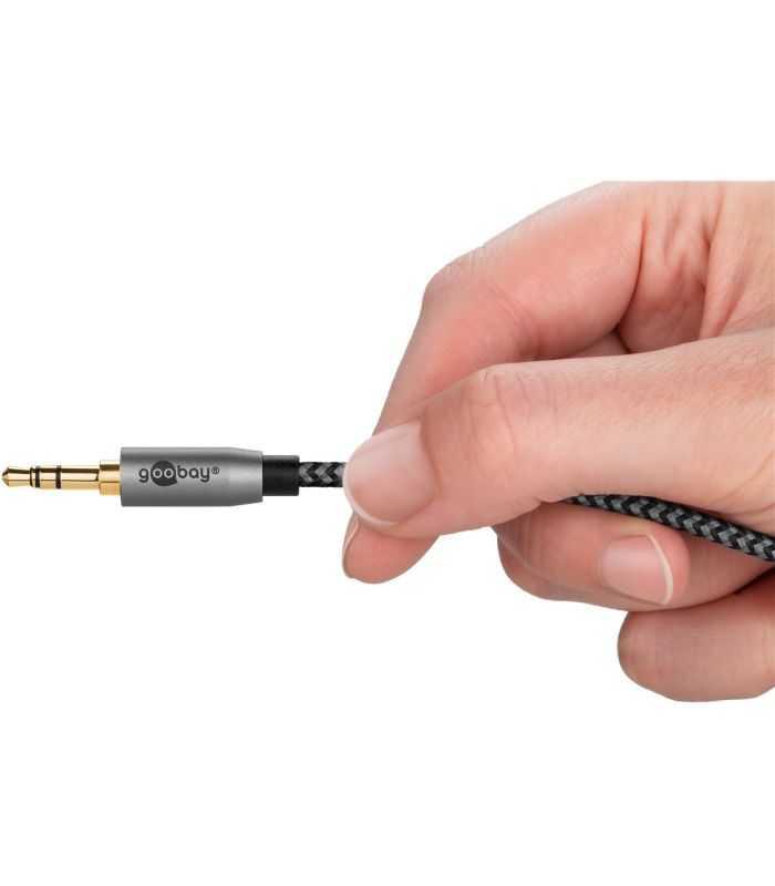 Cablu Audio Stereo 2m Textil Impletit Jack 35 Mm 35 Mm 90 Grade Tata Tata Aurit Goobay 65279