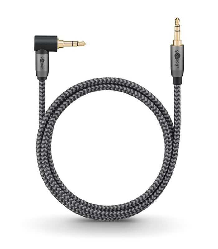 Cablu Audio Stereo 2m Textil Impletit Jack 35 Mm 35 Mm 90 Grade Tata Tata Aurit Goobay 65279